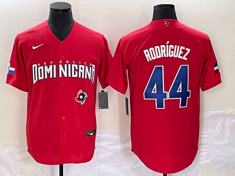 Men 2023 World Cub Dominicana 44 Rodriguez Red Nike MLB Jersey8